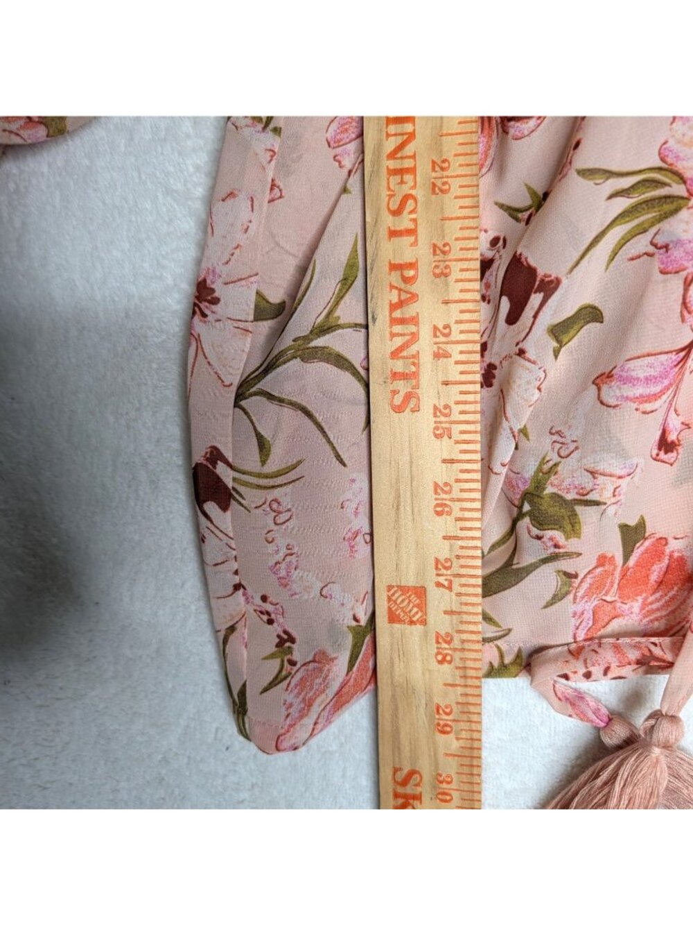 Floral Kimono Cardigan With Tassel Tie Waist By David & Young Lightweight Pink C - Picture 5 of 11
